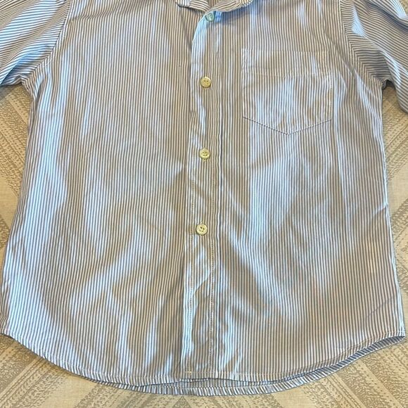 Detomaso Boys Blue & White Striped Button Down Shirt - Size 6 - Picture 2 of 5